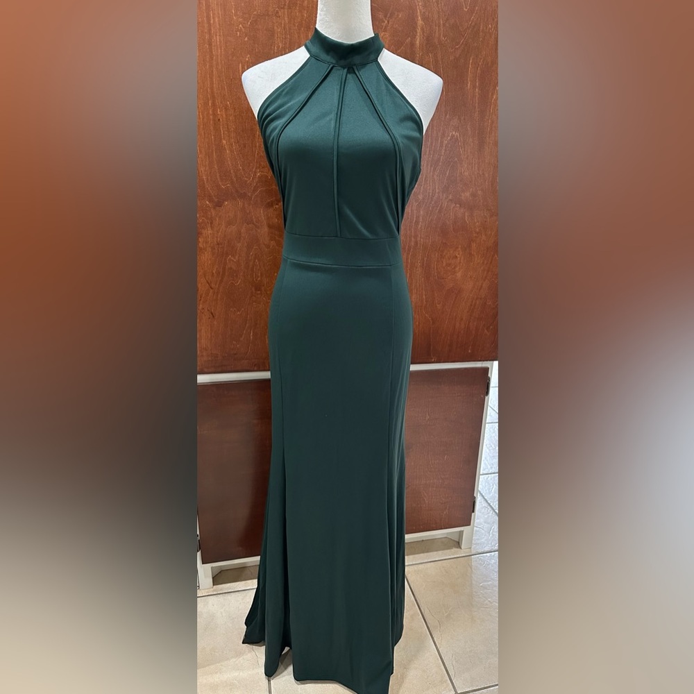 Elegant Green Halter Dress